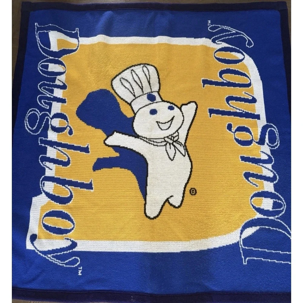 Vintage Pillsbury Doughboy Heavy Acrylic Throw Blanket 58